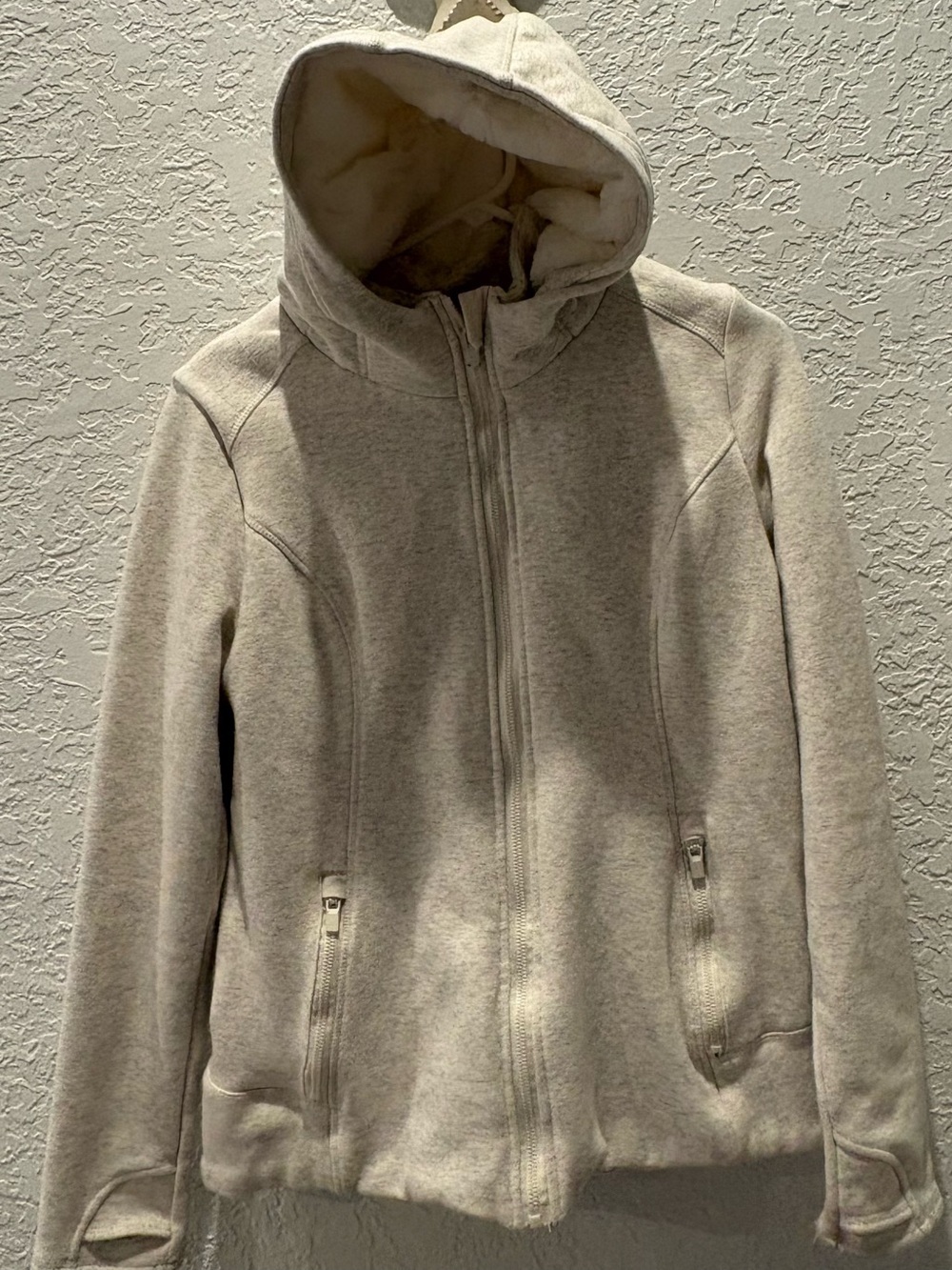 90 Degree By Reflex Cream Hooded Puffer Jacket with Fleece Lining - Picture 2 of 7